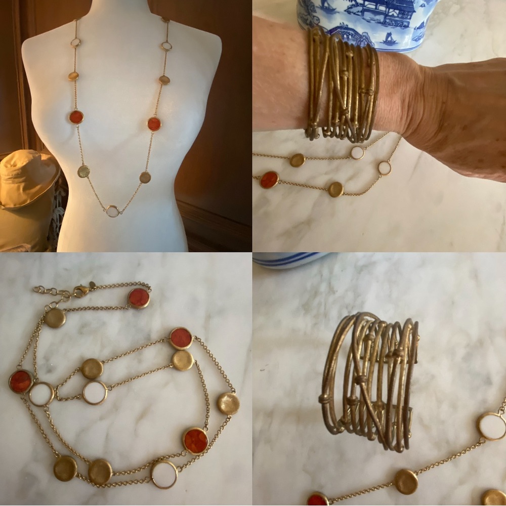 RL Gold-toned necklace and cuff bracelet